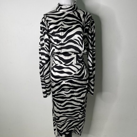 NWT Ronny Kobo Women's Black White Kiara Long Sleeve Midi Dress Size Small - Picture 2 of 15